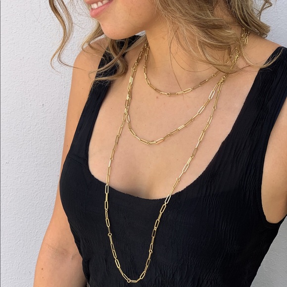 Roberto Coin 18K Yellow Gold Paper Clip & Round Link 17” Necklace - Picture 3 of 8